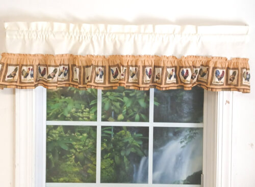 Roosters Ruffled Valance and Cafe Curtains - Close Out