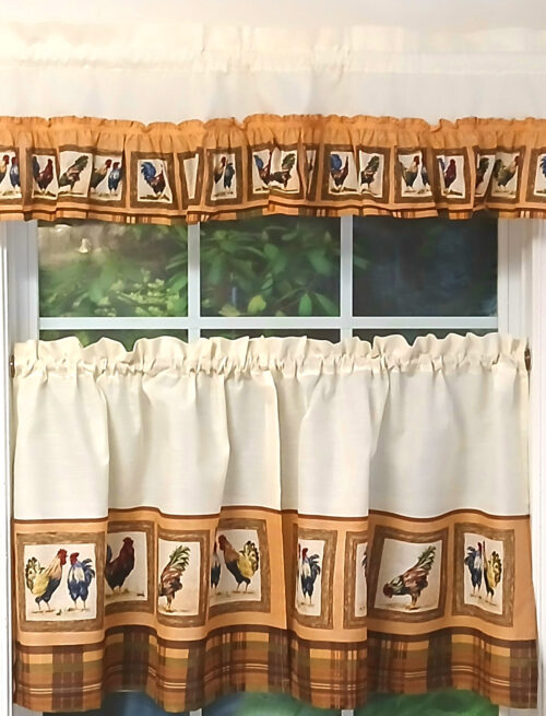 Roosters Valance and  24"L Tier Curtains- Closing Out
